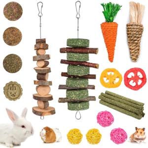 20PCS Natural Bunny Chew Toys for Small Pets