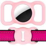 AirTag Silicone Dog Collar Holder - Pink Bone Pattern