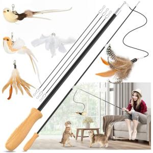 Interactive Cat Teaser Wand with Natural Refills