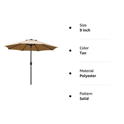 9' Tan Outdoor Patio Umbrella with Tilt Crank