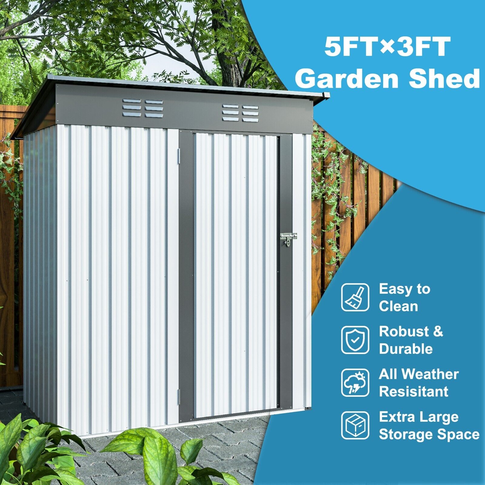 5' x 3' Outdoor Heavy-Duty Storage Shed