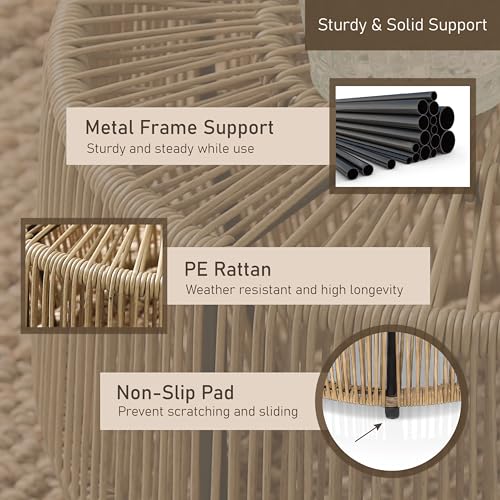 Boho Rattan Round Outdoor Coffee Table