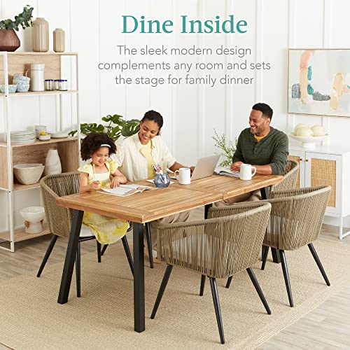 6-Person Acacia Wood Picnic Dining Table - Brown