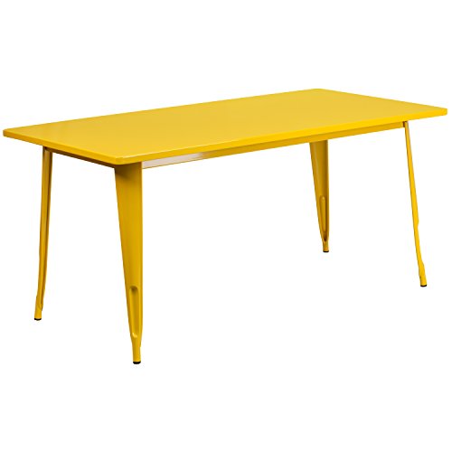 Yellow Rectangular Metal Table for Indoor/Outdoor Use