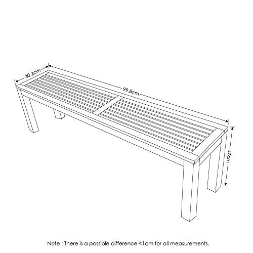 Furinno Tioman Natural Hardwood Bench, Teak Oil