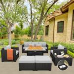 6-Piece Outdoor Patio Furniture Set with Fire Table