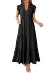 Womens Flowy Boho Maxi Dress - Black