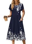 Zeagoo Women's Floral Midi Beach Dress with Pockets