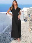 Womens Flowy Boho Maxi Dress - Black