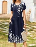 Zeagoo Women's Floral Midi Beach Dress with Pockets
