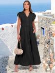 Womens Flowy Boho Maxi Dress - Black