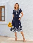 Zeagoo Women's Floral Midi Beach Dress with Pockets