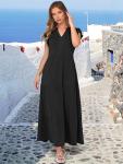 Womens Flowy Boho Maxi Dress - Black