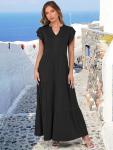 Womens Flowy Boho Maxi Dress - Black