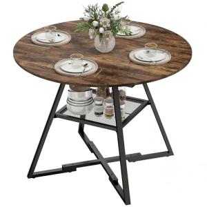 HOMCOM Round Industrial Dining Table for 4