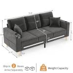 Gryalzes Modern 3-Seater Sofa with LED Lights