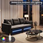 Gryalzes Modern 3-Seater Sofa with LED Lights