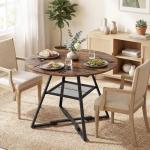 HOMCOM Round Industrial Dining Table for 4