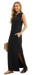 GRECERELLE Women's Black Summer Maxi Dress with Pockets
