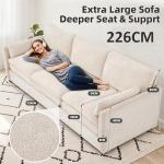 YODOLLA 3-Seater Sofa with Thick Cushions, Beige