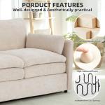 YODOLLA 3-Seater Sofa with Thick Cushions, Beige