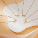 Dainty Gold Bow Necklace for Women and Teens