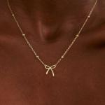 Dainty Gold Bow Necklace for Women and Teens