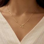 Dainty Gold Bow Necklace for Women and Teens