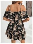 Boho Floral Cold Shoulder Mini Dress for Women