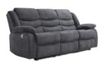 Madrid Grey Fabric Recliner Sofa with Cupholders
