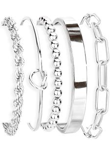 Gokeey Silver Cuff Bracelets Set for Women