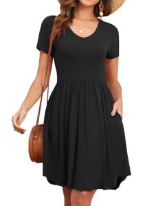YVH Women's Summer V Neck Swing Dress with Pockets
