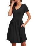YVH Women's Summer V Neck Swing Dress with Pockets