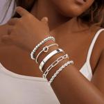 Gokeey Silver Cuff Bracelets Set for Women