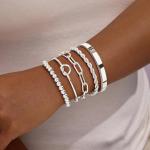 Gokeey Silver Cuff Bracelets Set for Women