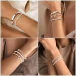 Gokeey Silver Cuff Bracelets Set for Women