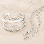 Gokeey Silver Cuff Bracelets Set for Women