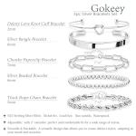 Gokeey Silver Cuff Bracelets Set for Women