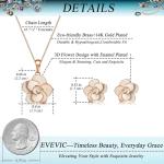EVEVIC 18K Gold Rose Flower Jewelry Set