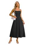 OFEEFAN Black Maxi Dress with Pockets for Women