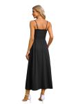 OFEEFAN Black Maxi Dress with Pockets for Women