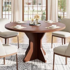 47" Round Dining Table for 4-6 People