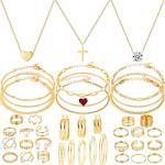 IXNEOP Women's Golden Jewelry Set Bundle