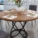 GOLDFAN Rustic Round Dining Table for 6-8