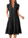 ANRABESS Women's Ruffle Sleeve V Neck Midi Dress