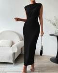 BTFBM Women’s Ruched Bodycon Maxi Dress - Black
