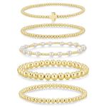 Yoosteel 14k Gold Plated Beaded Bracelet Set