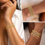 Yoosteel 14k Gold Plated Beaded Bracelet Set
