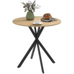 HOMCOM 80cm Round Industrial Dining Table in White Oak