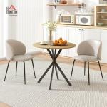 HOMCOM 80cm Round Industrial Dining Table in White Oak